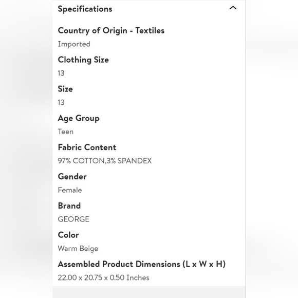 : * New girls George Juniors' School Uniform Bermuda Shorts Warm Beige Size 13 - Picture 7 of 8